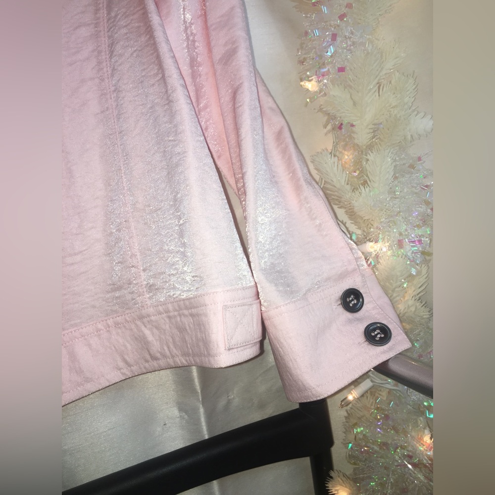 Chico’s | Women’s Pale Pink Shimmer Button Down Jacket - Picture 5 of 13